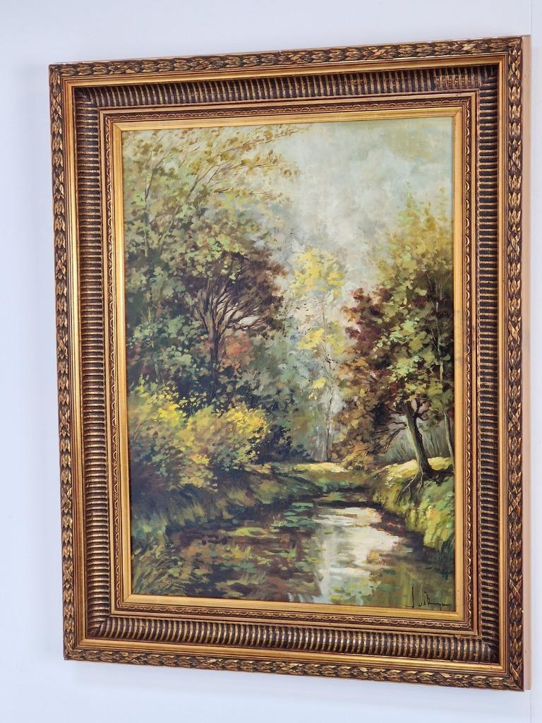 Bos Landschap Schilderij J. De Borge Olieverf Canvas Lijst image 4