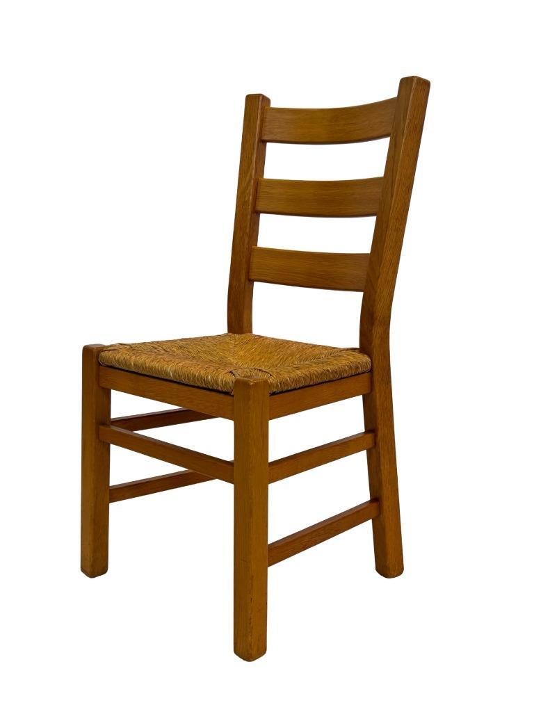 Vintage Set Van 6 Eetkamerstoelen Eiken En Riet Design image 4