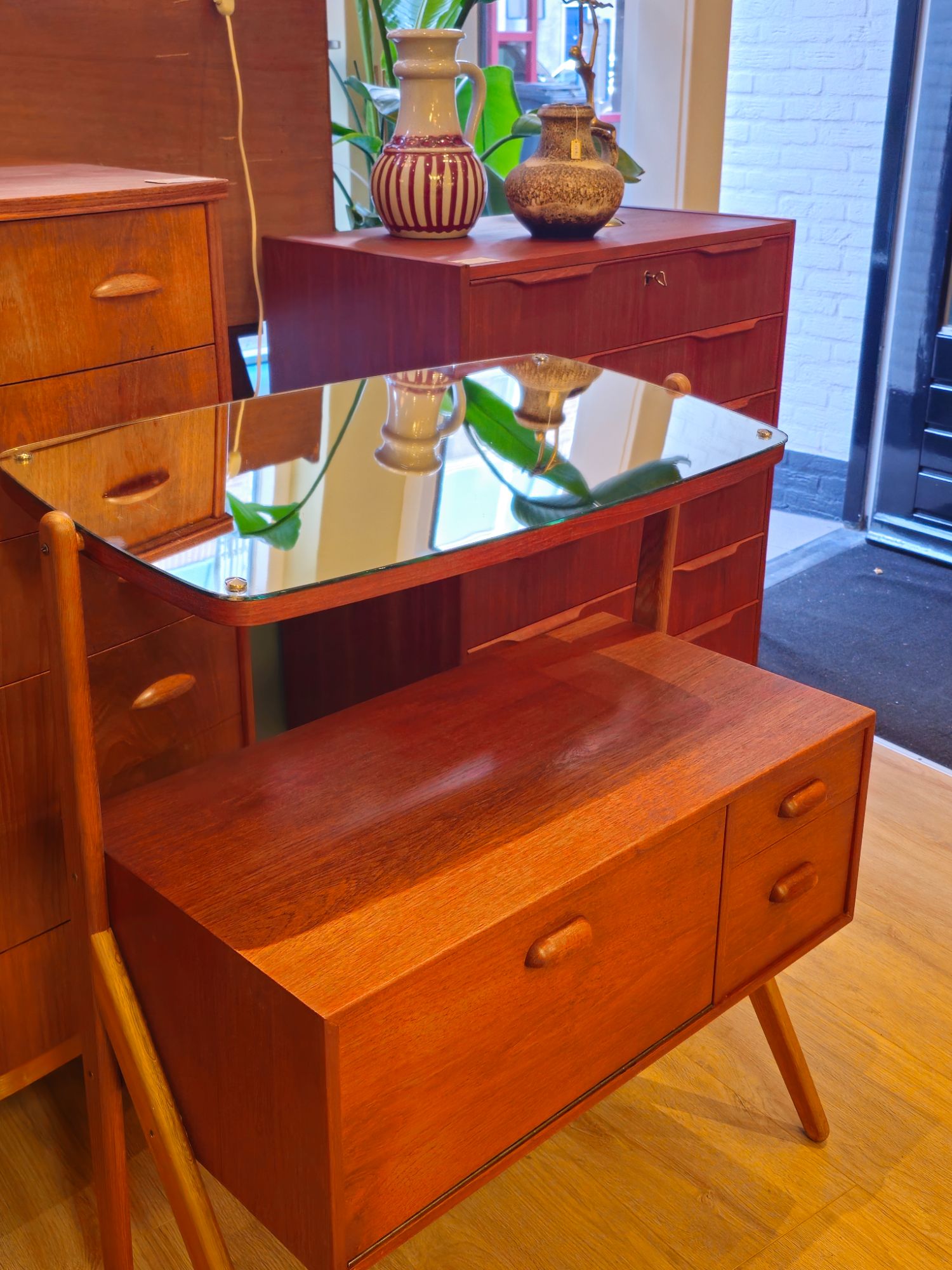 Vintage Deense Make-up Kaptafel Spiegel Make Up Opmaak Tafel image 11
