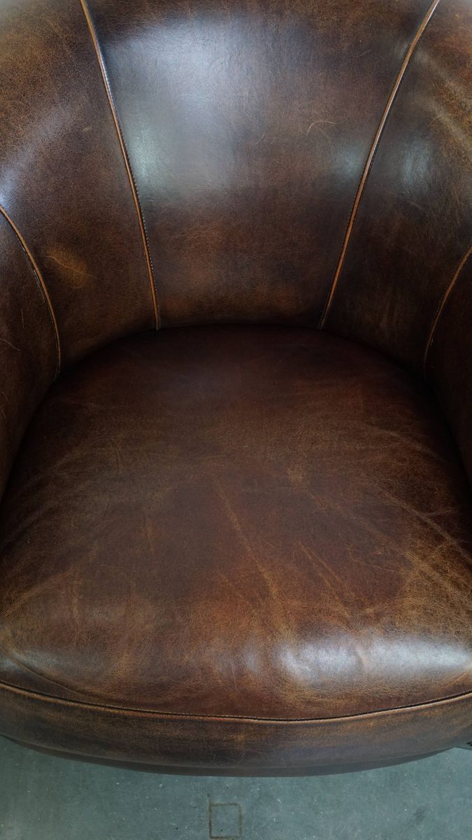 Charmante En Unieke Set Van 2 Schapenleren Clubfauteuils Met Een Comfortabele Zit image 6