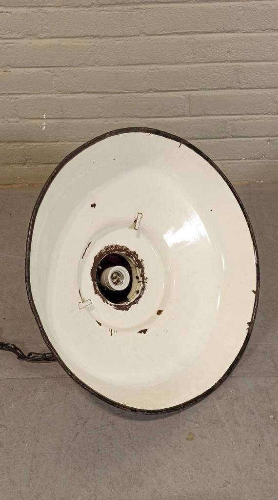 Vintage Industriële Emaille Hanglamp, Zwart image 10