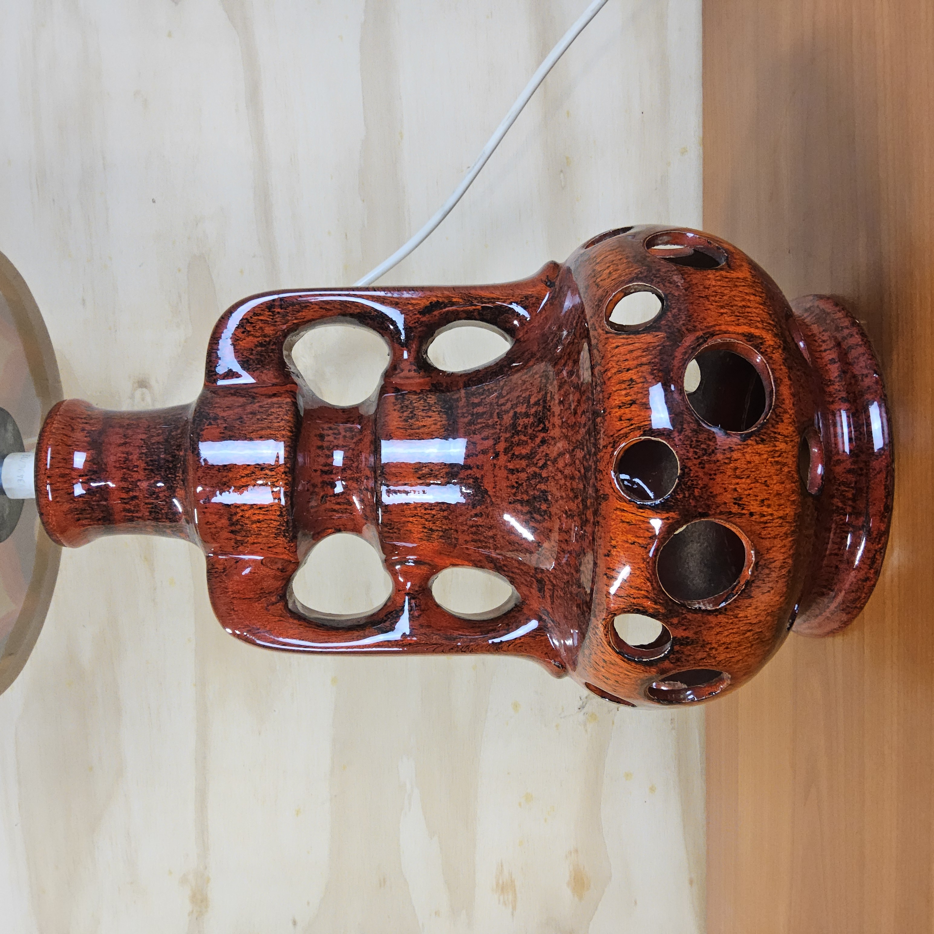 Vintage Keramieken Fat Lava Tafellamp (70s) Scheurich West Germany Lamp (jaren 70) Patroon Kap image 4