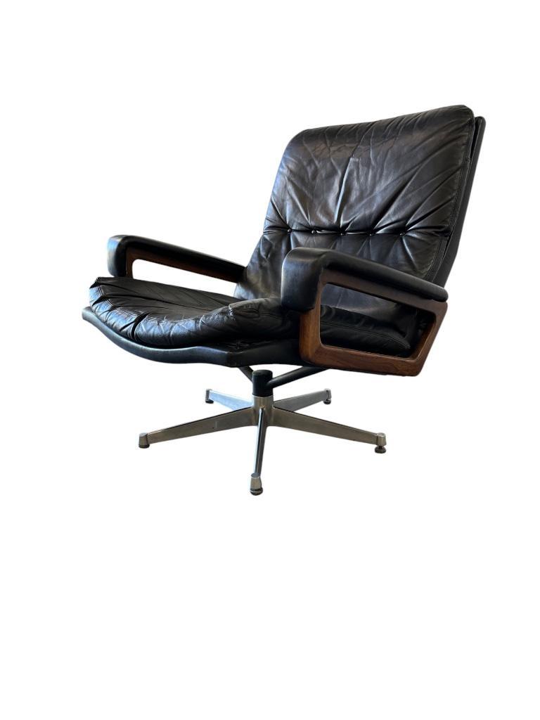 Vintage Zwart Lederen Fauteuil / Eenzit Andre Vandenbeuck image 20