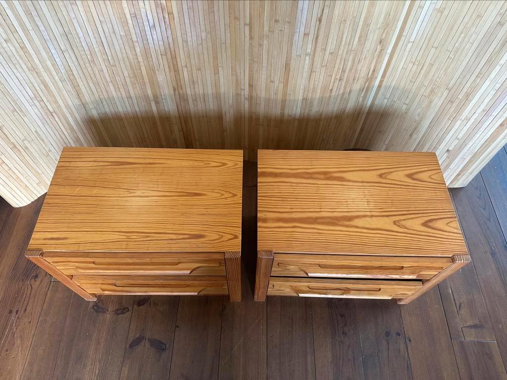 Set/2 Vintage Grenen Nachtkastjes / Ladekastjes image 5