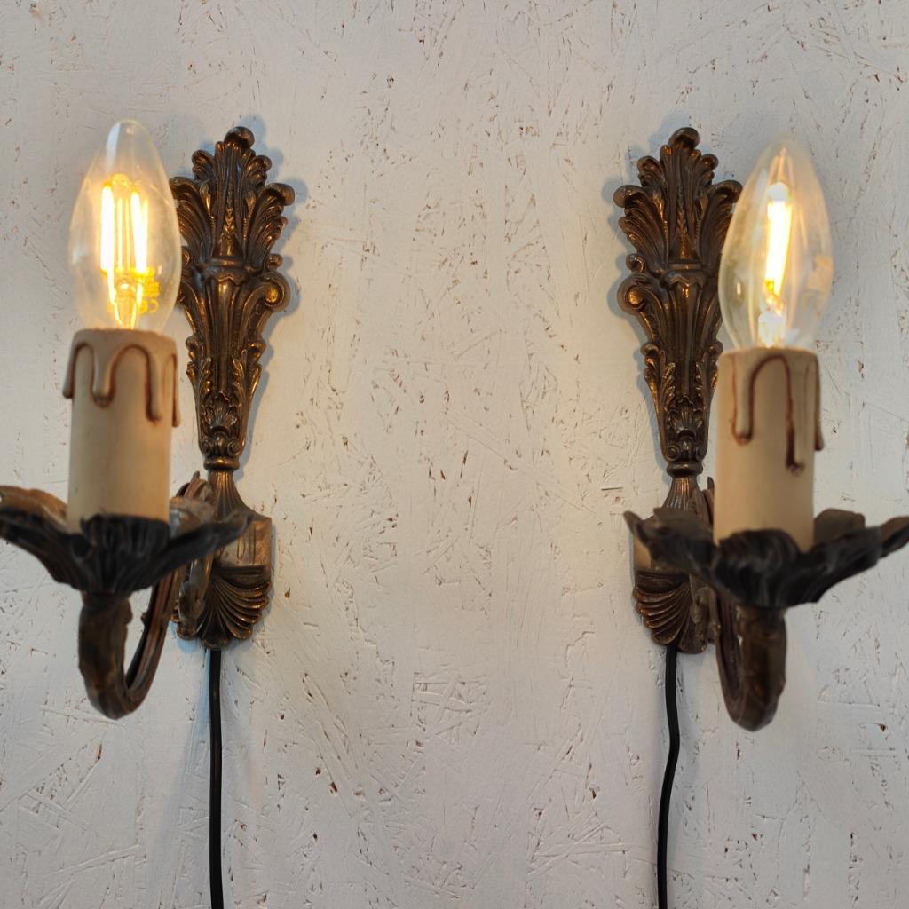 Vintage Messing Hollywood Regency Wandlampjes Bedlampjes Set Prijs image 7