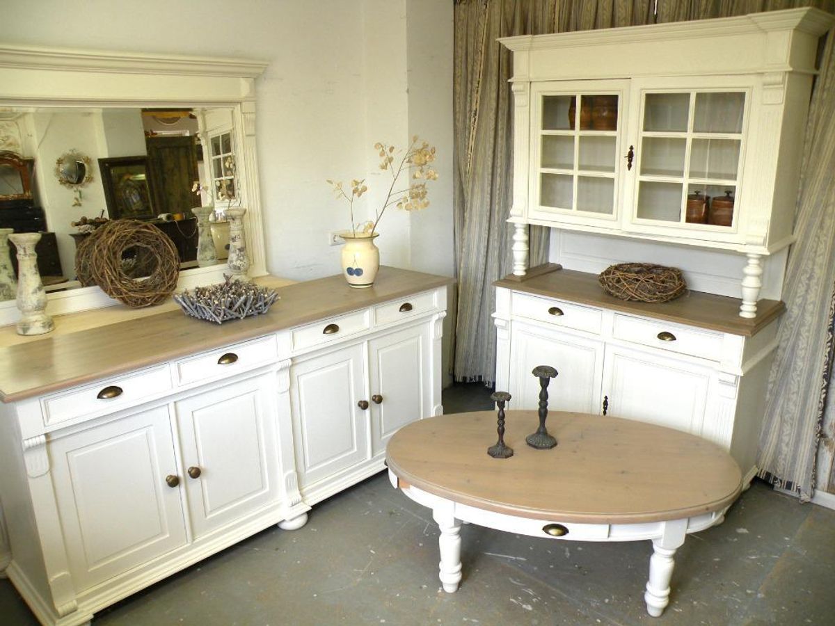 Prachtige Witte Landelijke Vitrine Buffetkast image 7