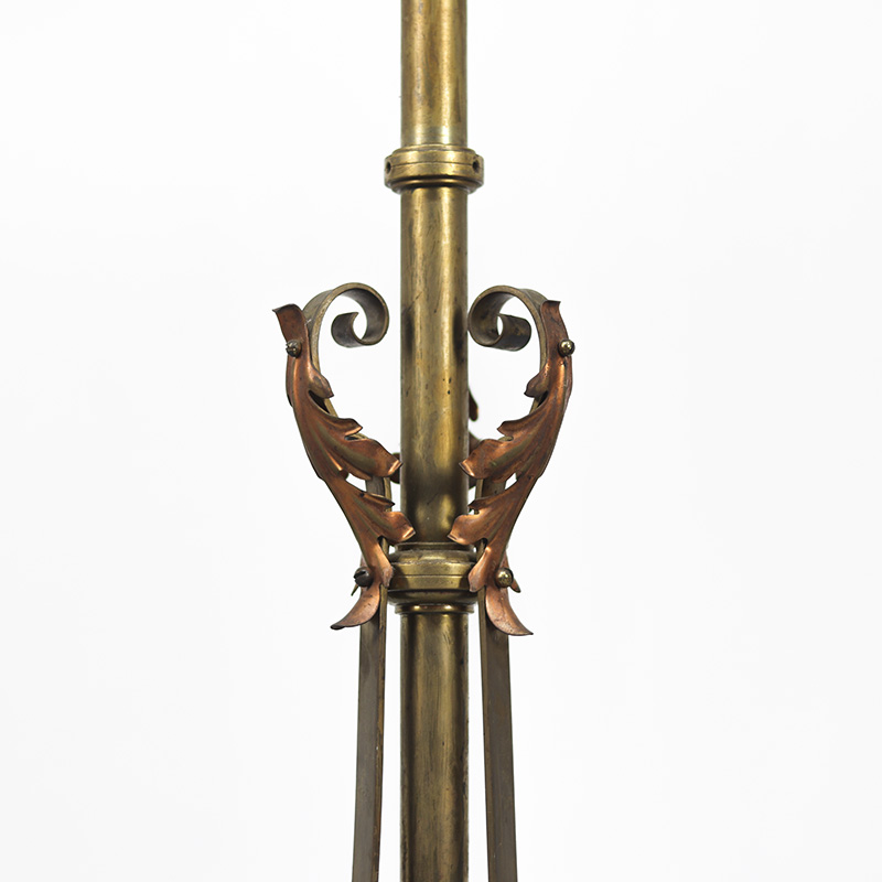 Antieke Staande Engelse Vloerlamp Roodkoper En Messing image 8