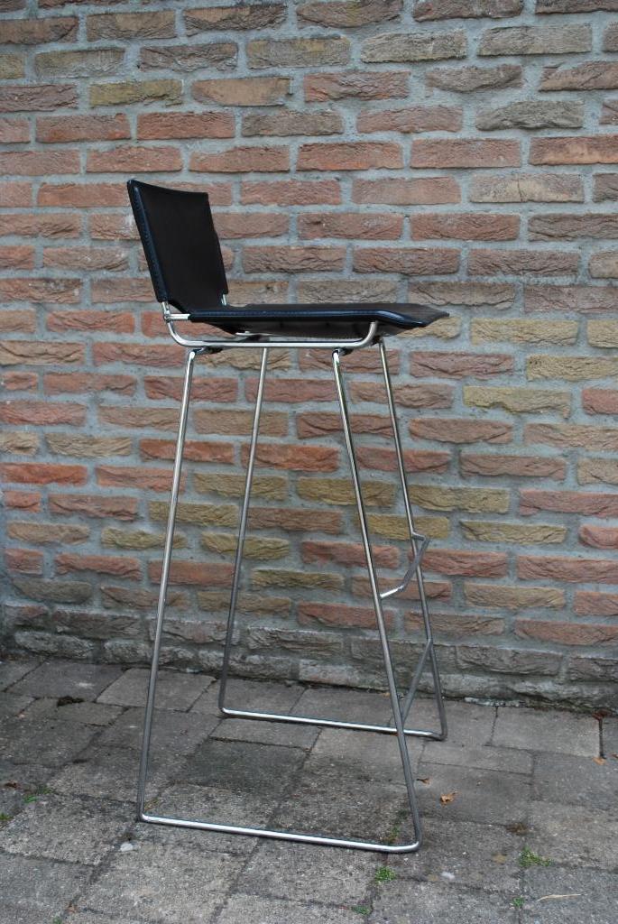 Design Barkruk Chrome En Zwart Leer image 3