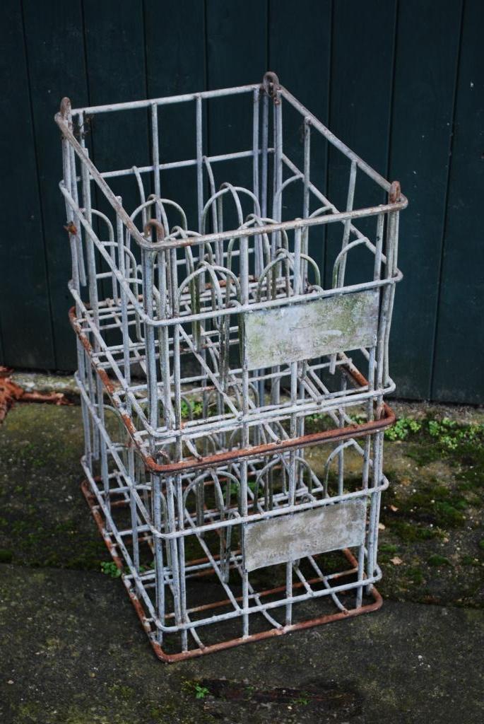 Zinken Kratten Voor Melkflessen Brocante image 6