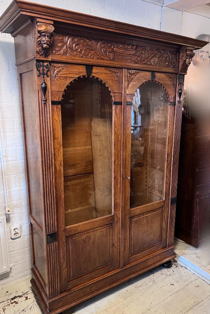 Demontabele Antiek Eiken Kast Met 3 Verstelbare Planken, 199 Cm Hoog image 8