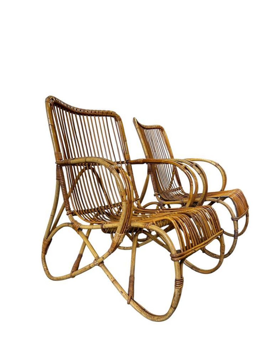 Set Van 2 Vintage Rotan Fauteuils / Eenzitjes Rohé image 6