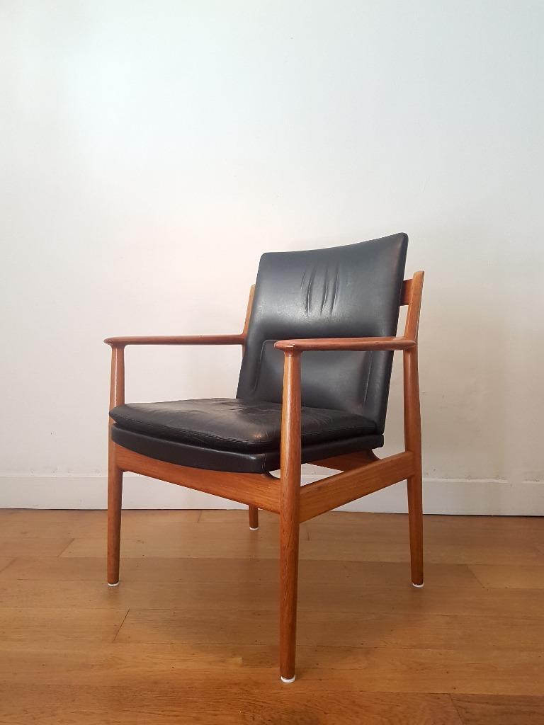 Vintage Arne Vodder 341 Fauteuil In Teak En Leer image 12