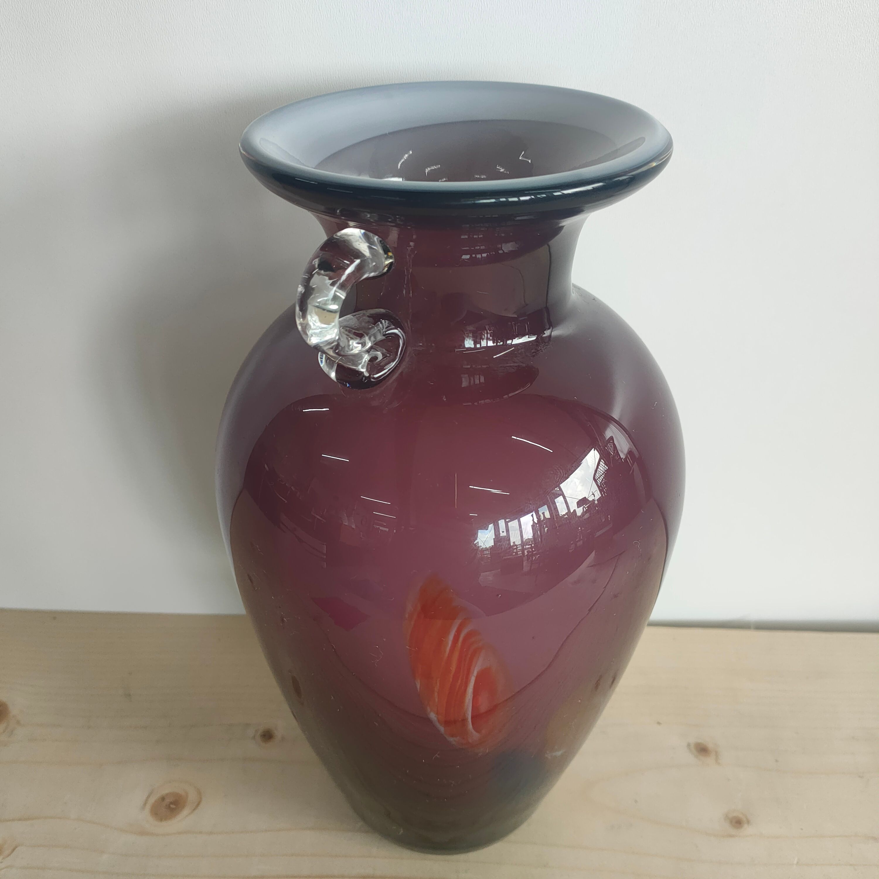 Bloemenvaas  Donkerpaars Flamed Met Oren (Handmade) image 4