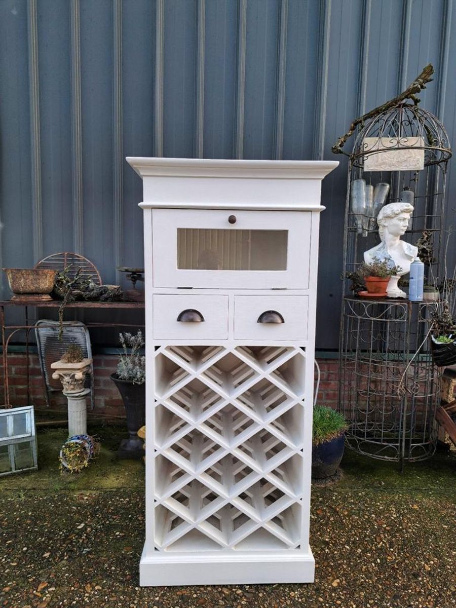 Wit Teakhouten Wijnrek, Wishkeybar Afm.65x40cm En 141cm Hoog image 2
