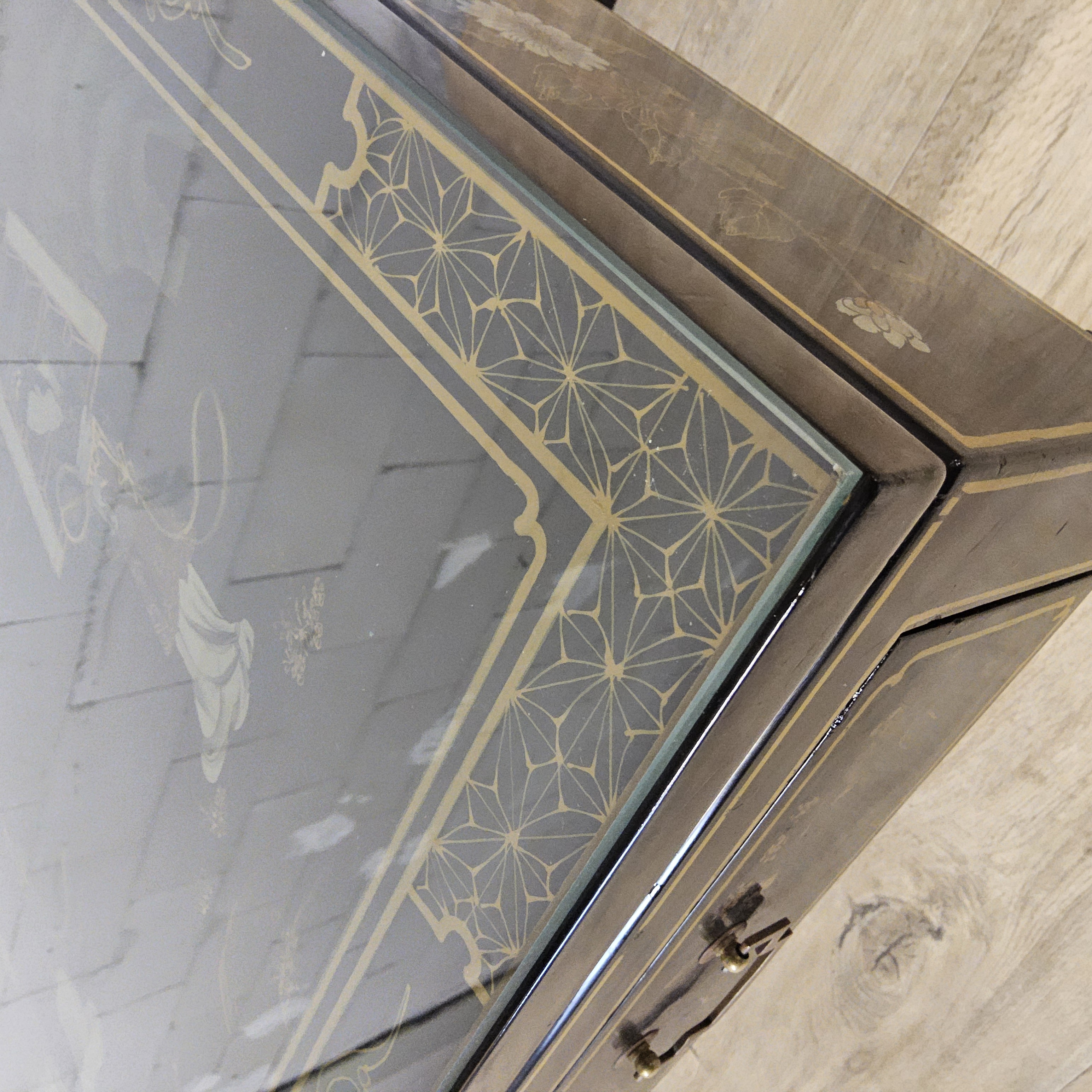 Vintage Chinese Salontafel / Oosterse Koffietafel (lakmeubel) Chinoiserie /traditioneel Tafereel image 15
