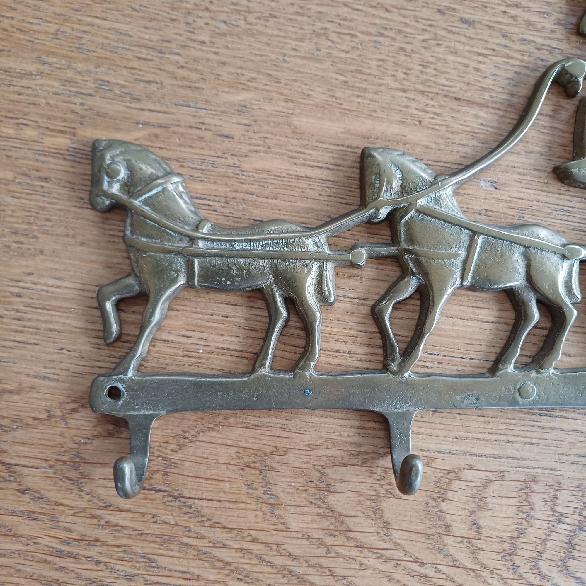 Messing Wandhaakjes Paarden Met Koets image 2