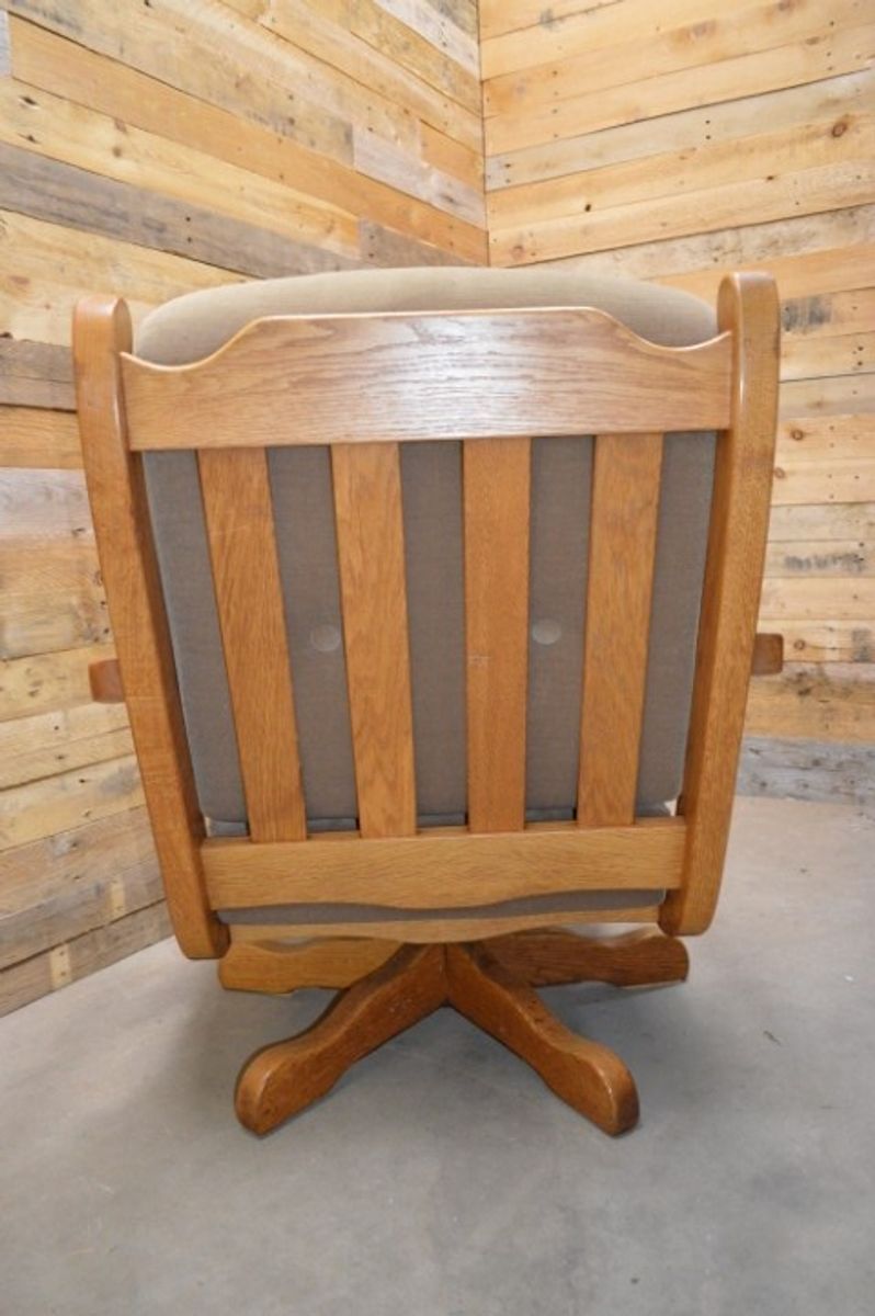 Eiken Draaistoel Met Stoffen Bekleding image 2