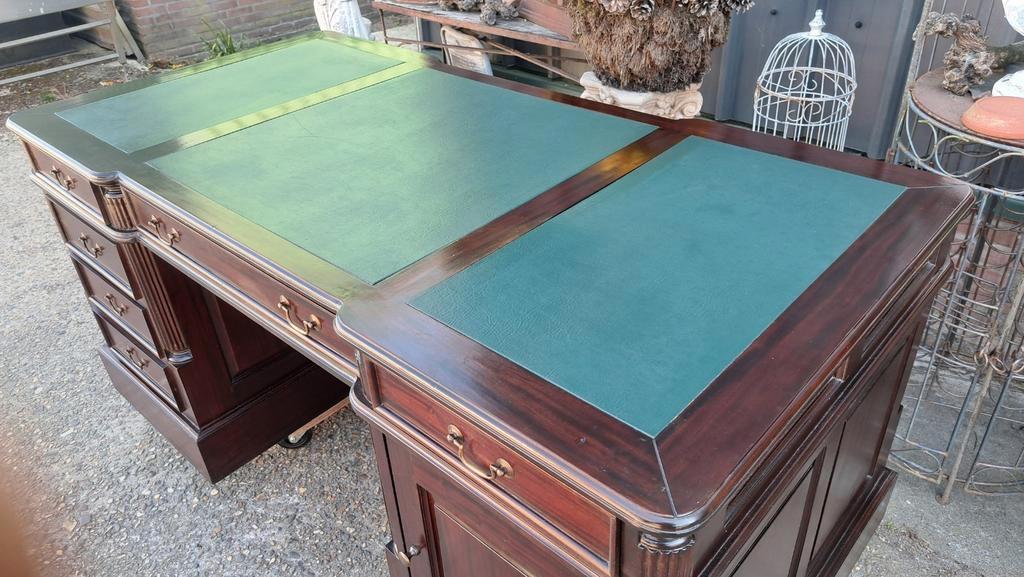 Klassiek Engels Bureau, Partnerdeks, Schrijftafel, 2-zijdig image 6