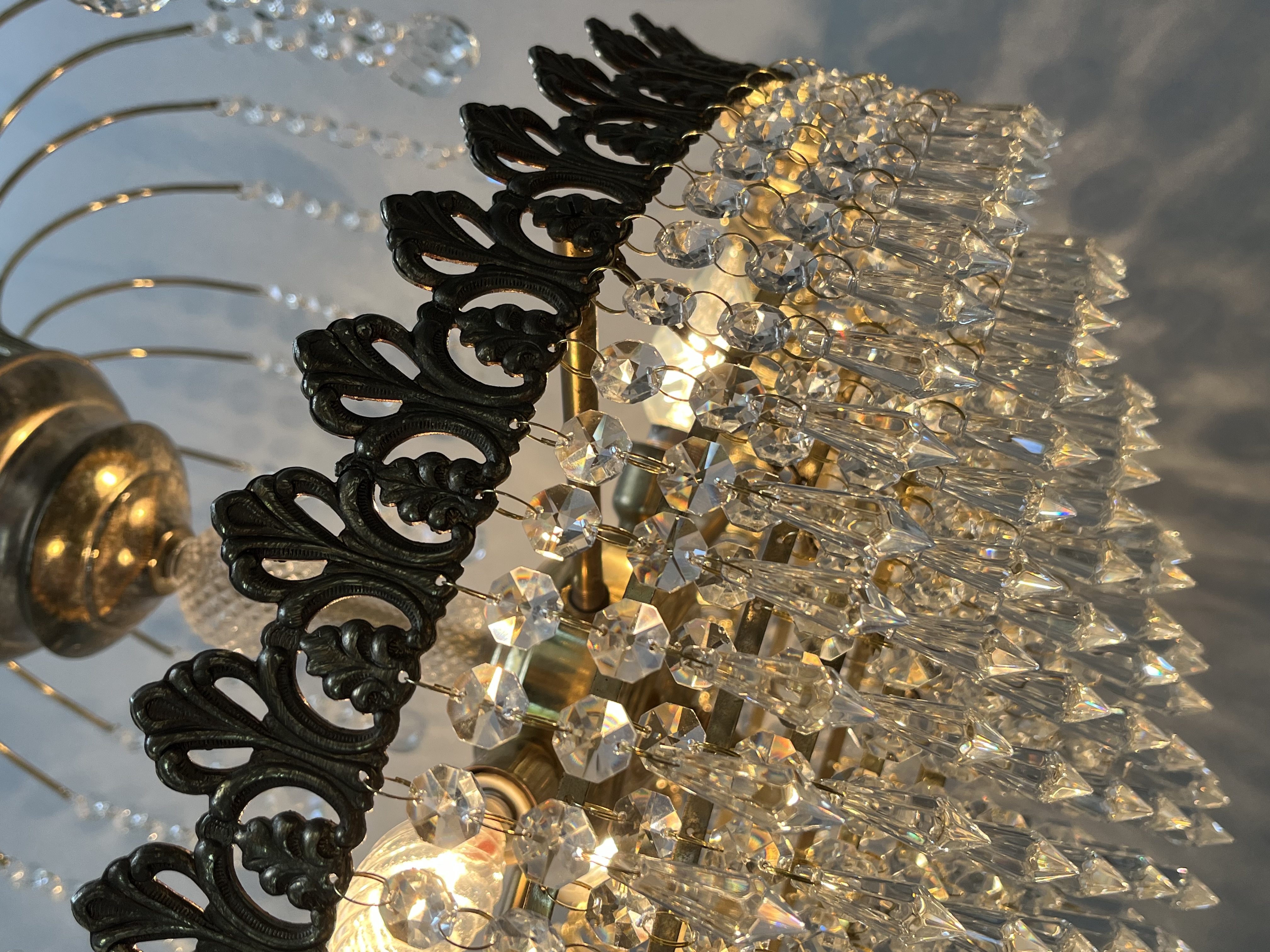 2 Stuks ! Vintage Art Nouveau Stijl Kristal Kroonluchters image 6