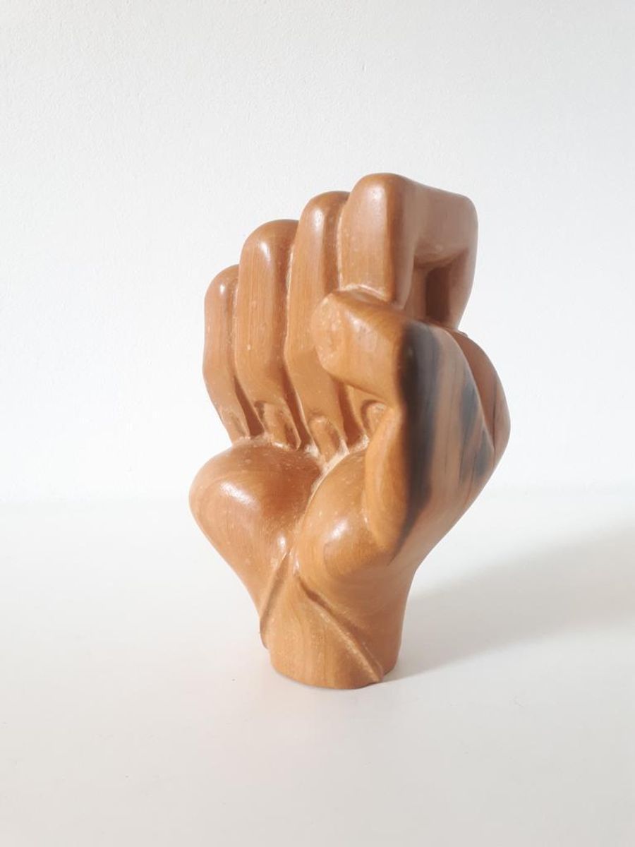 Reliving Vintage Houten Beeld Vuist Hand Beeldje Houtsnijwerk image 6
