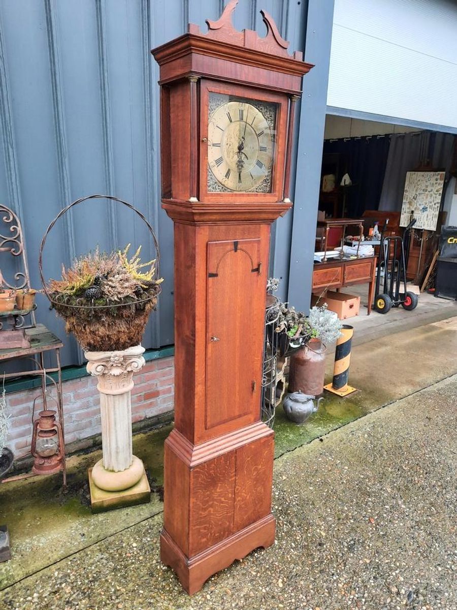 Antieke Staande Engelse Klok Afm. 47x22cm En 215cm Hoog image 3