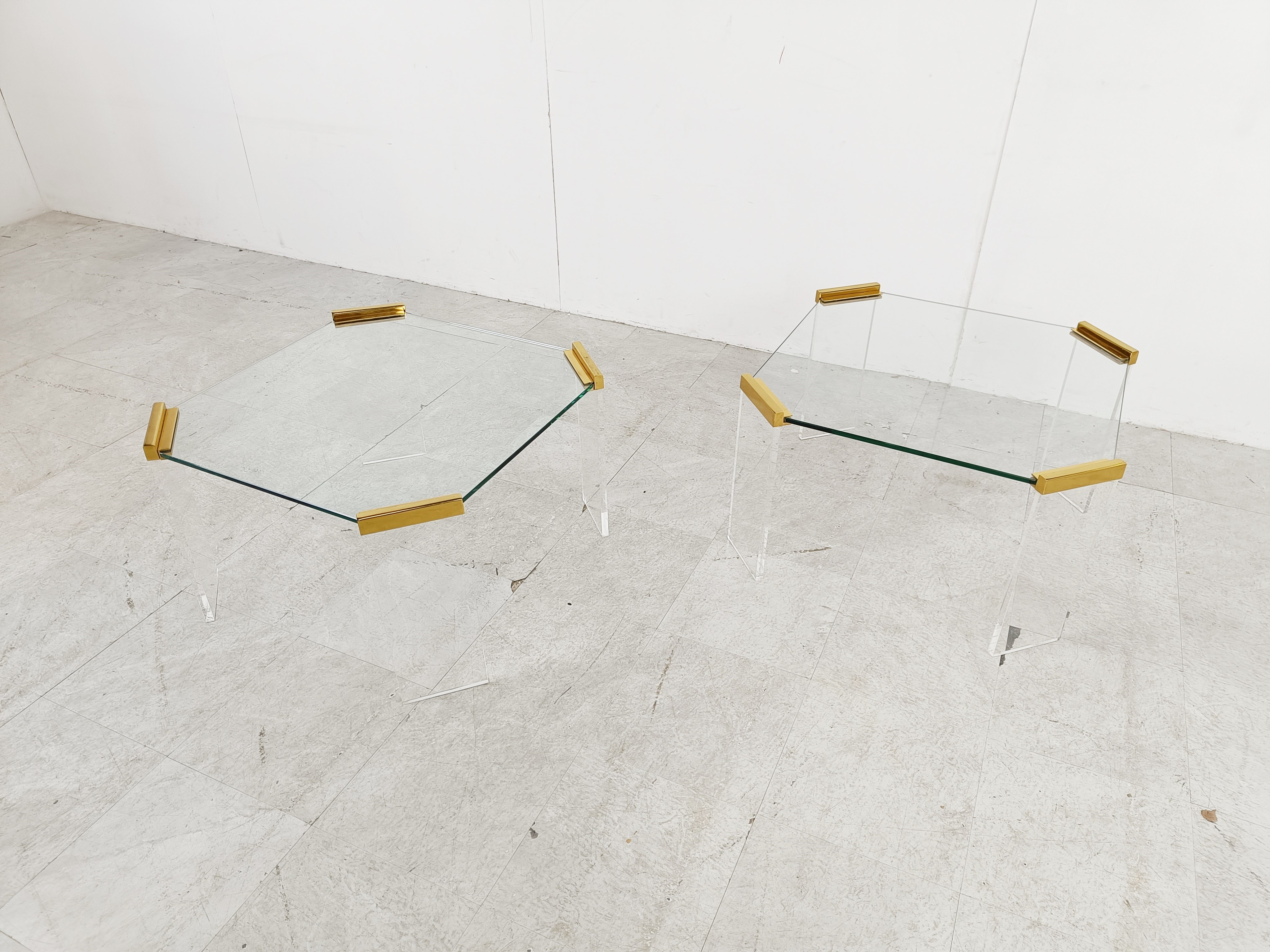 Lucite And Brass Coffee Or Side Tables, 1970s image 8