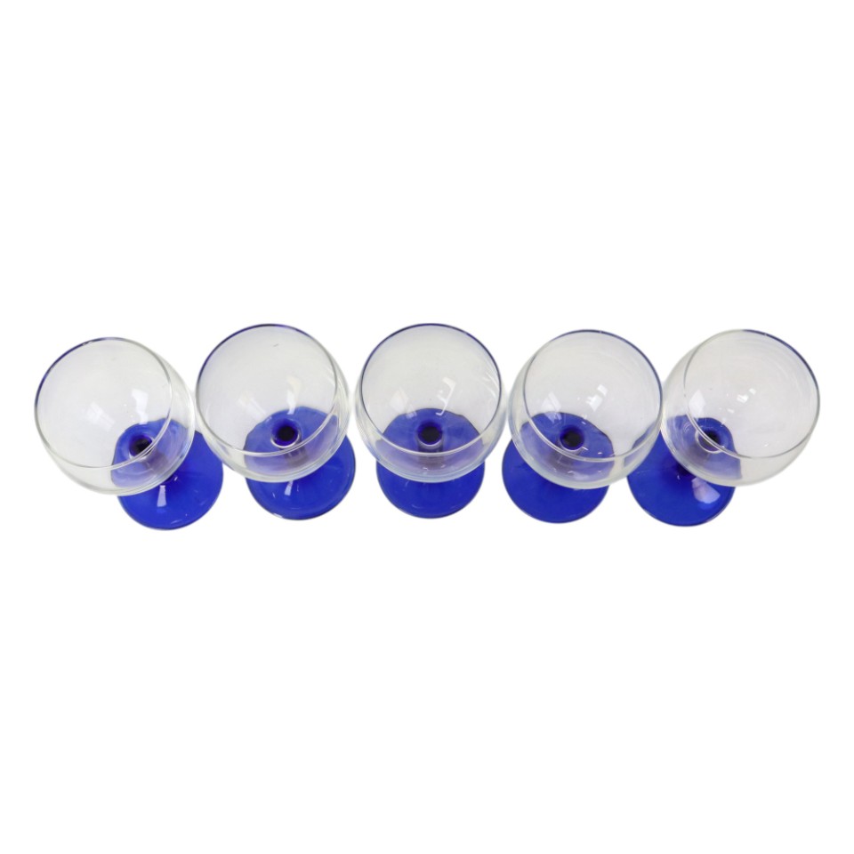 Arcoroc Wijnglazen Kobalt Blauwe Voet Frankrijk Jaren 80 image 10
