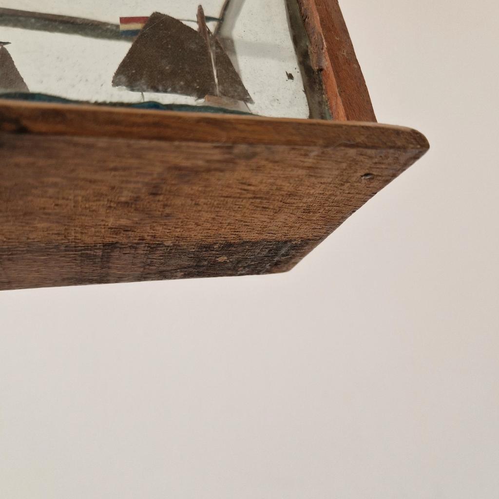 Antieke Vitrine Volkskunst Art Walnoot Bootje Vitrinekast image 8