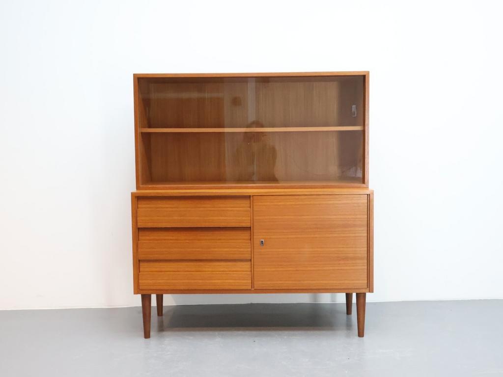 Vintage Wandmeubel Met Vitrine Teak image 13