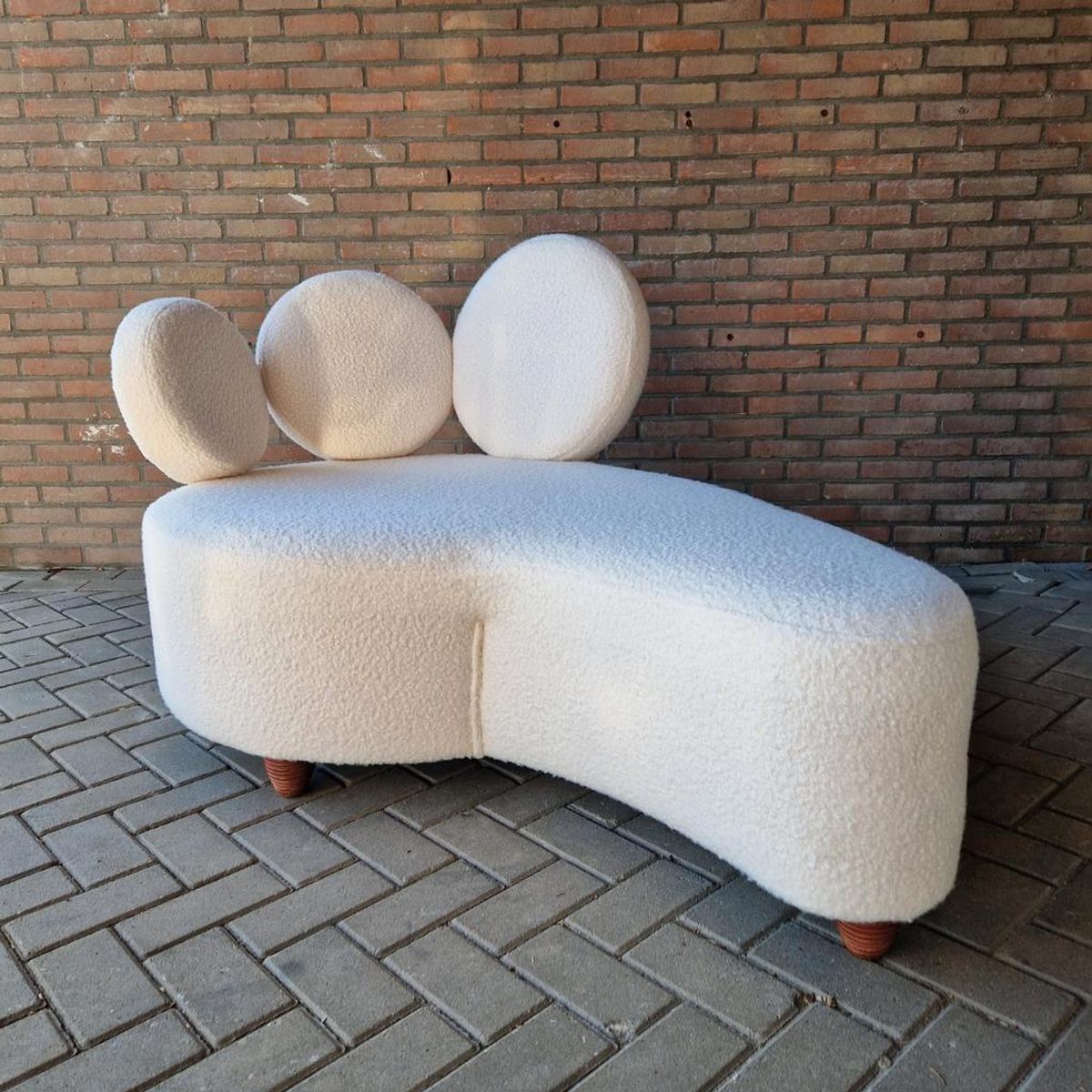 Shaise Longue Bank Nieuw Bekleed Teddy Stof Bank image 4