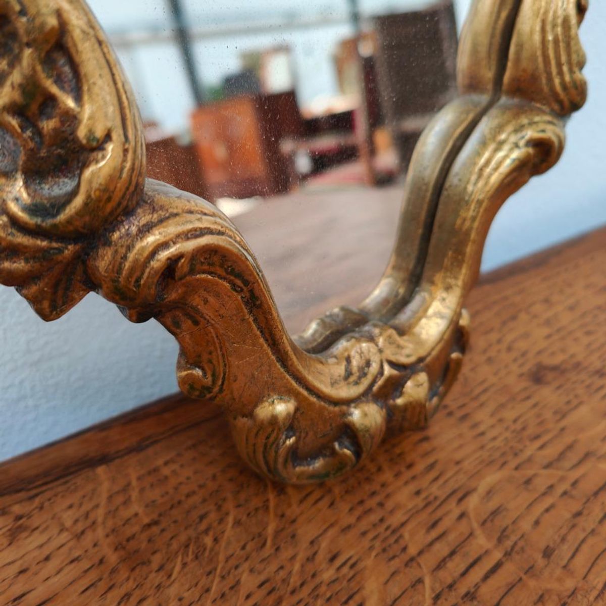Vintage Hollywood Regency Spiegel Kuifspiegel Met Planchet image 7