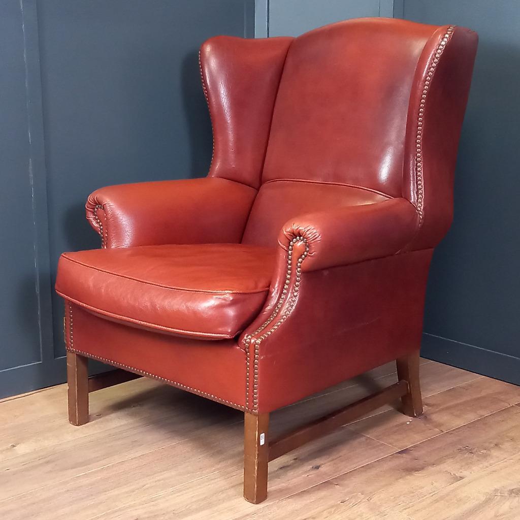Grote Schapenleren Vintage Engelse Oorfauteuil image 4