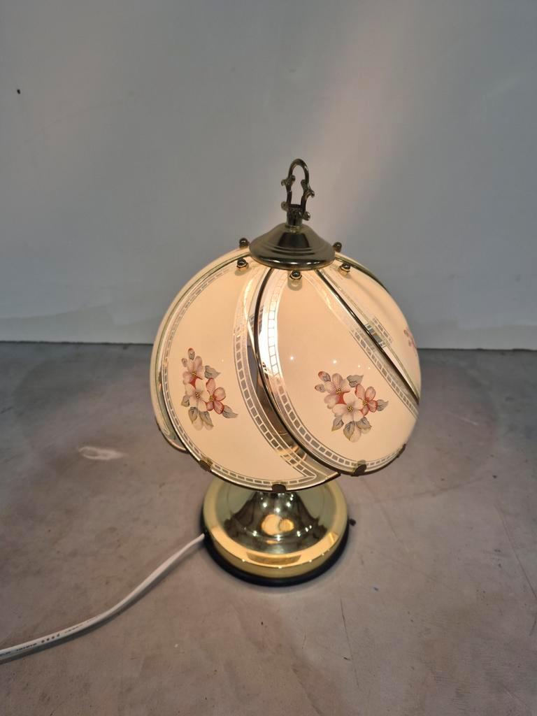 Hollywood Regency Tafel Lamp Met Gebogen Glas Vintage image 3