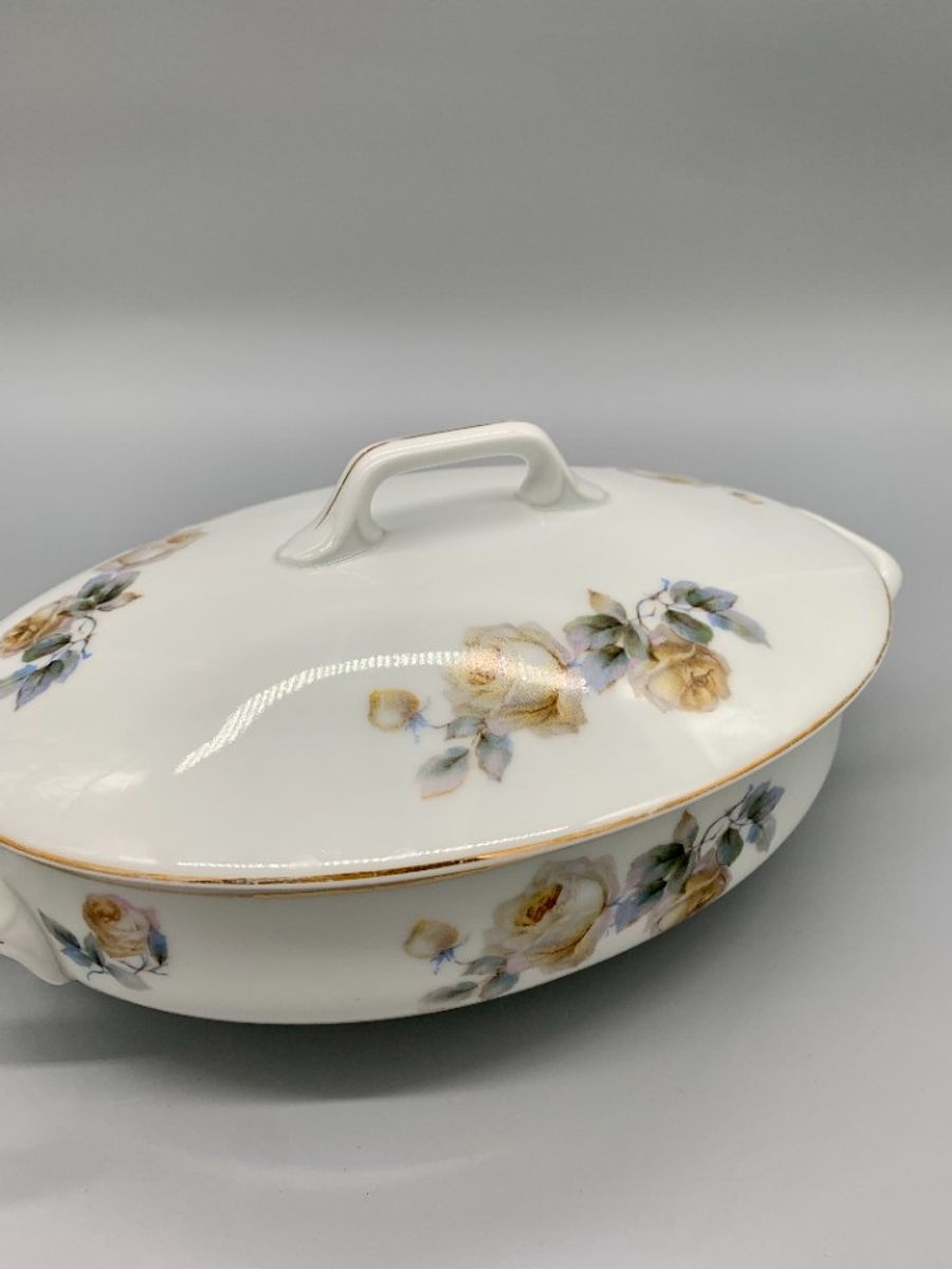 Grote Dekschaal Terrine Epiag Wille & Co Amsterdam Rozenprint image 5