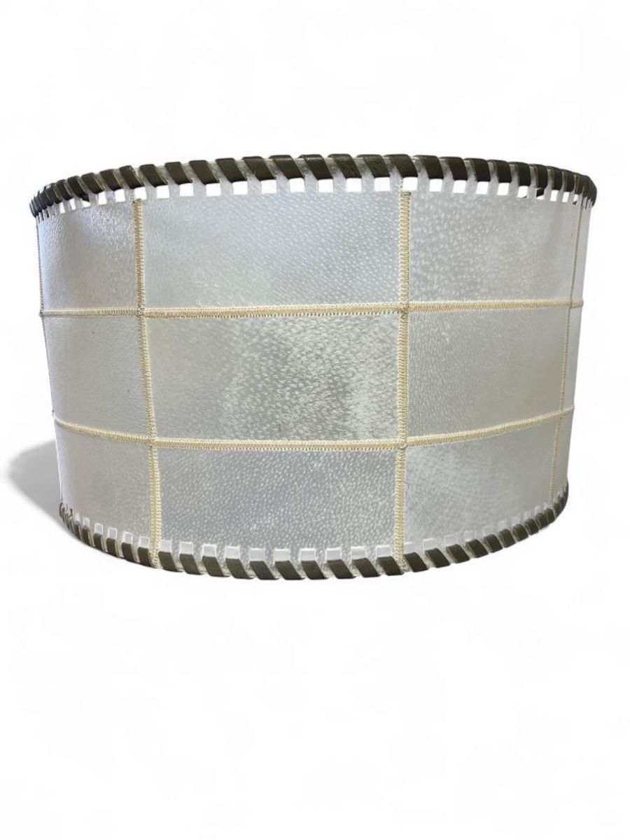 Vintage Staanlamp Met Kap Perkament & Leder Jaren 60 image 5