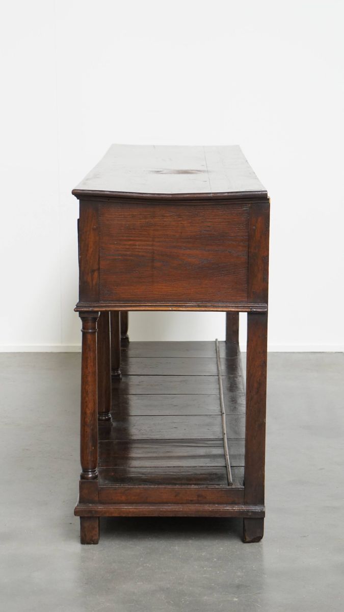 Prachtige Antieke Engelse Double Based Side Table/ Dressoir Van Eikenhout image 4