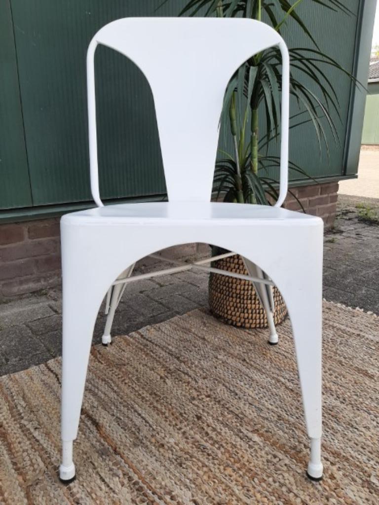 4 Tolix Style Eetkamerstoelen Vintage Design Witte Stoelen image 7