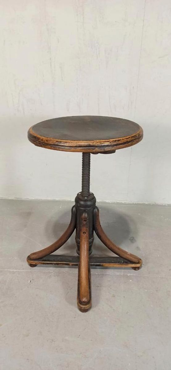 Antieke Bentwood Swivel Pianokruk Krukje image 3