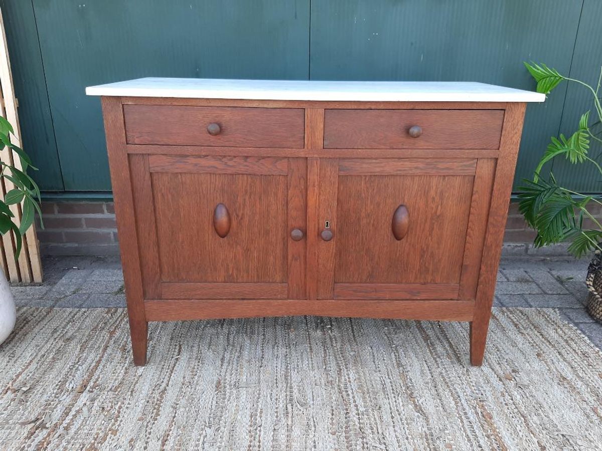 Art Deco Kastje Jr 20 Eiken Commode Wastafelkastje Dressoir image 9
