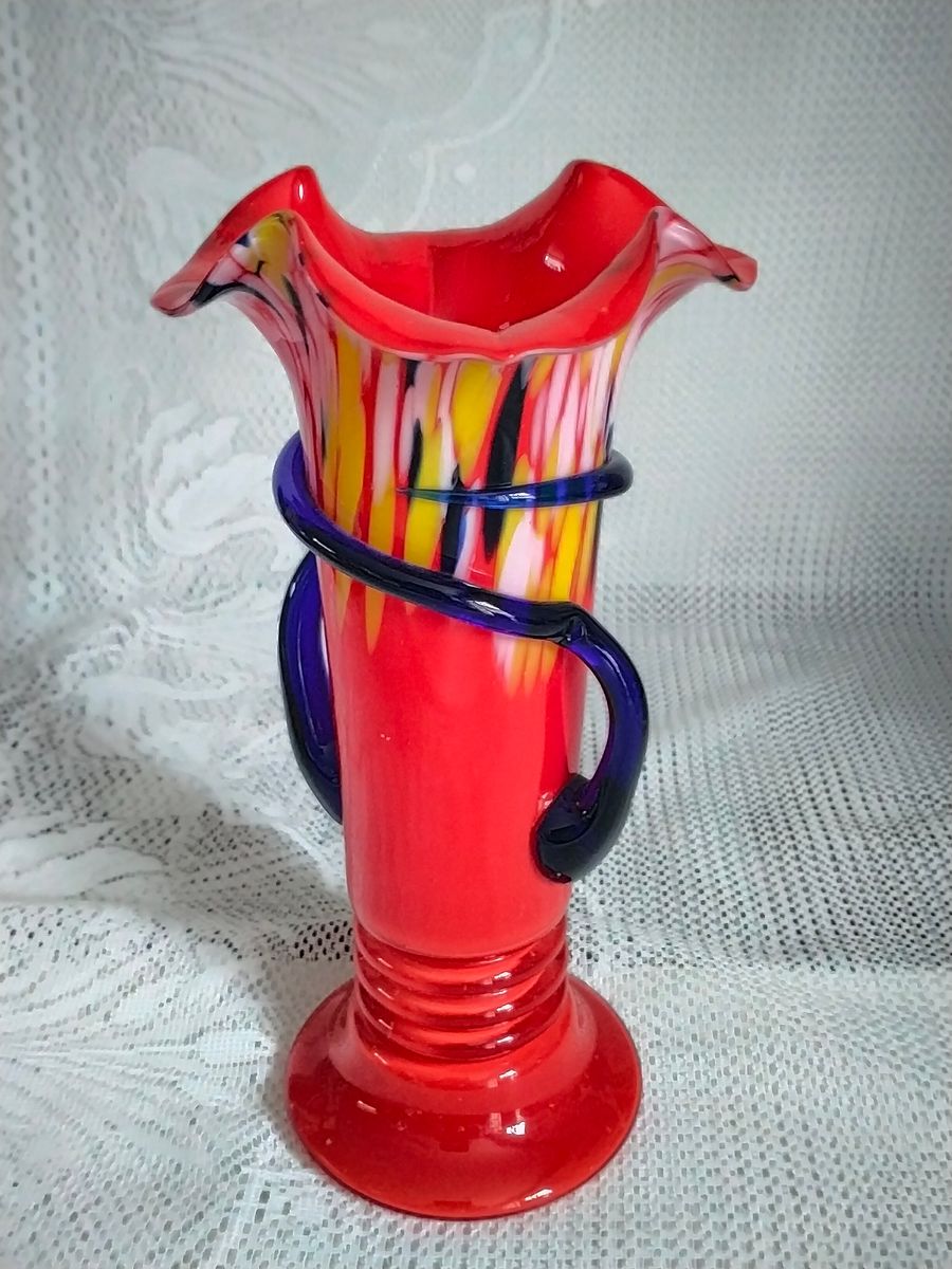 Prachtige Vintage Vaas Tsjechisch Spatterglas image 3