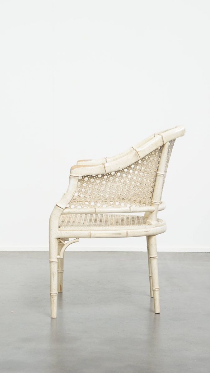 Gezellige Vintage Jaren 70 Design Stoel Van Jonathan Adler Gemaakt Van Riet En Bamboe image 5
