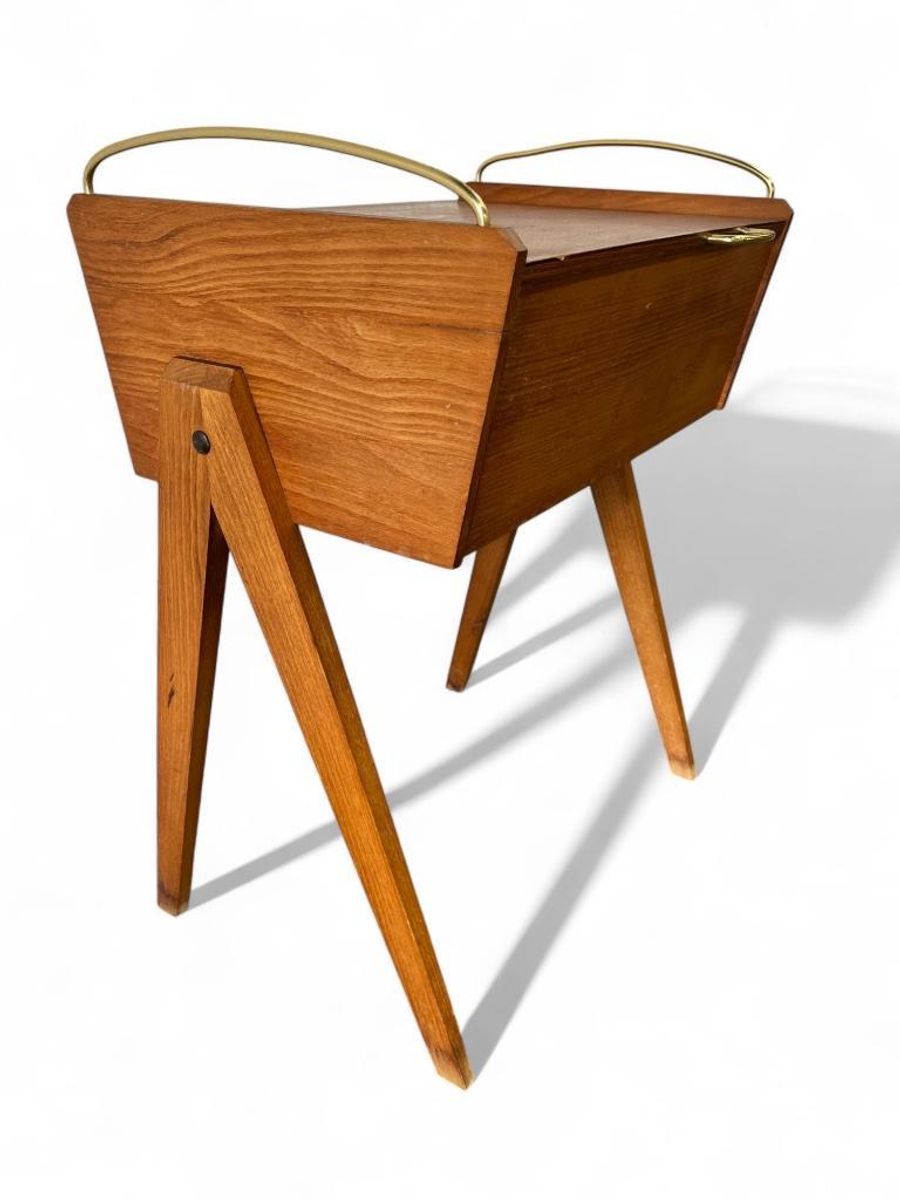 Vintage Naaikist Op Poten – Mid-century Opbergbox image 11