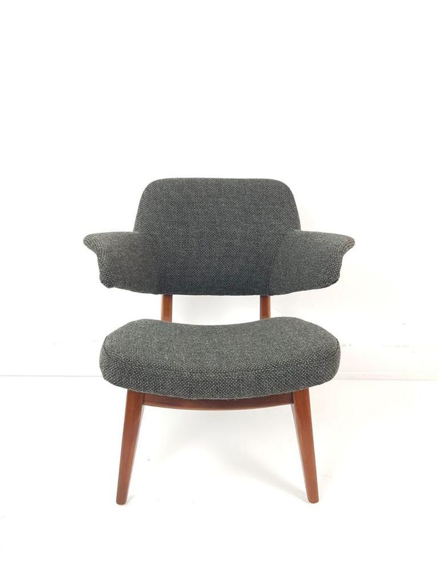 Vintage Louis van Teeffelen Fauteuil Webe Groen Wol De Ploeg image 2