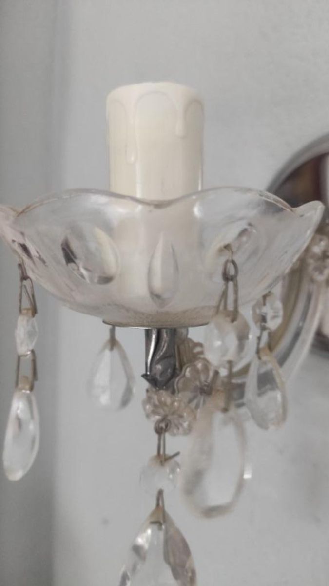 Vintage Brocante Wandlampje Met Glazen Pegels image 7