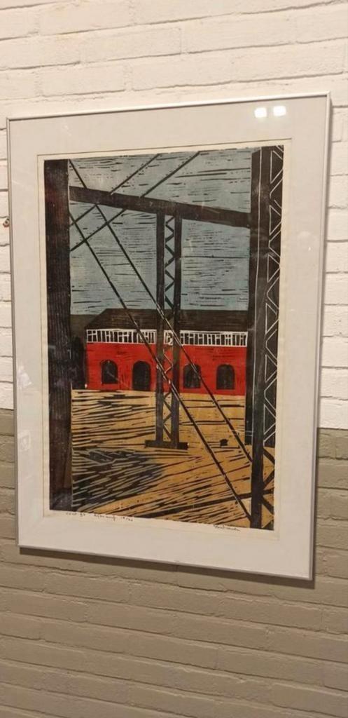 "rijkswerf", Piet Lont, 1995, Houdsnede Op Japans Papier image 3