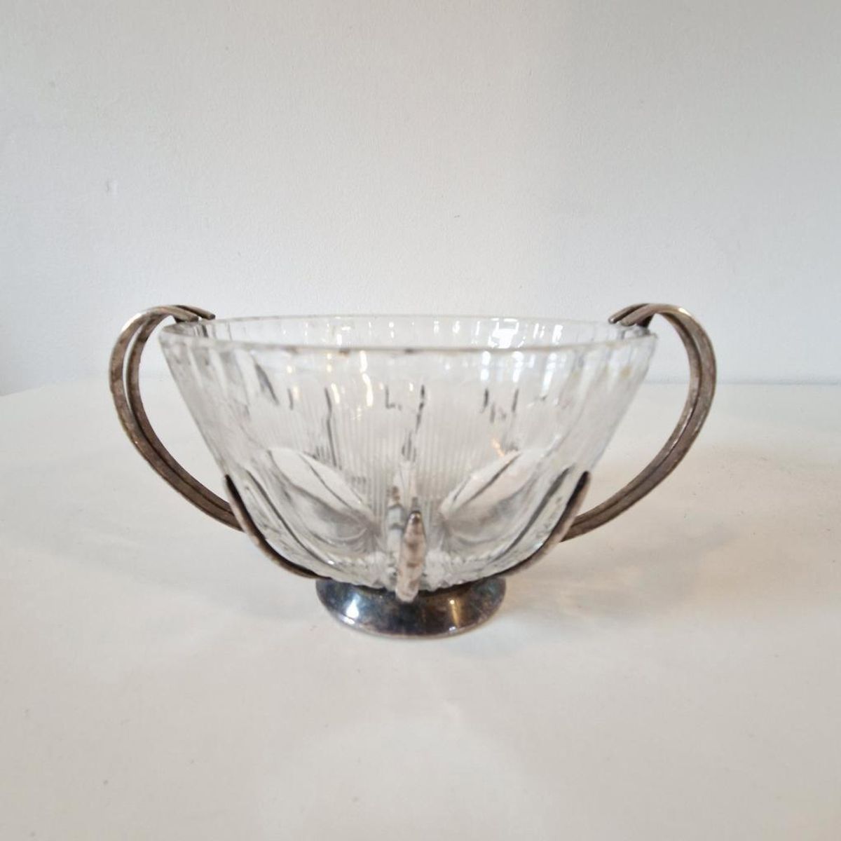 Antieke Kristal Met Zilver Suikerpot Schaal image 2