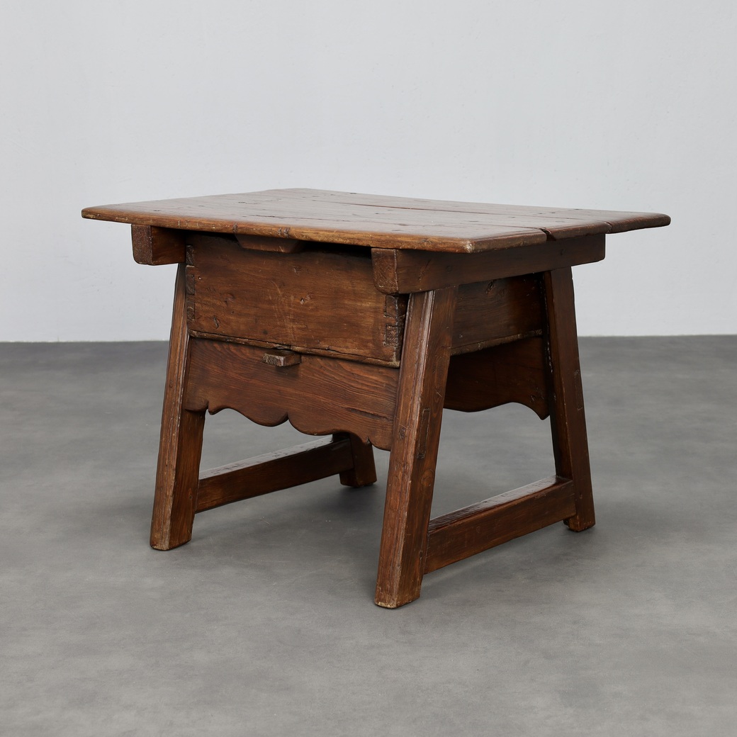 Antique Wooden Side Table With Drawer, 18th Century image 6