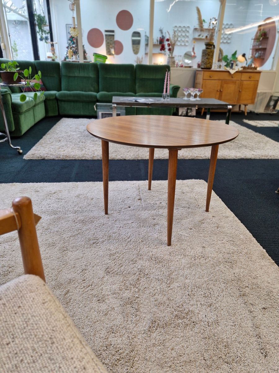 Vintage Coffee Table Rond Notenhout Opal Design image 9