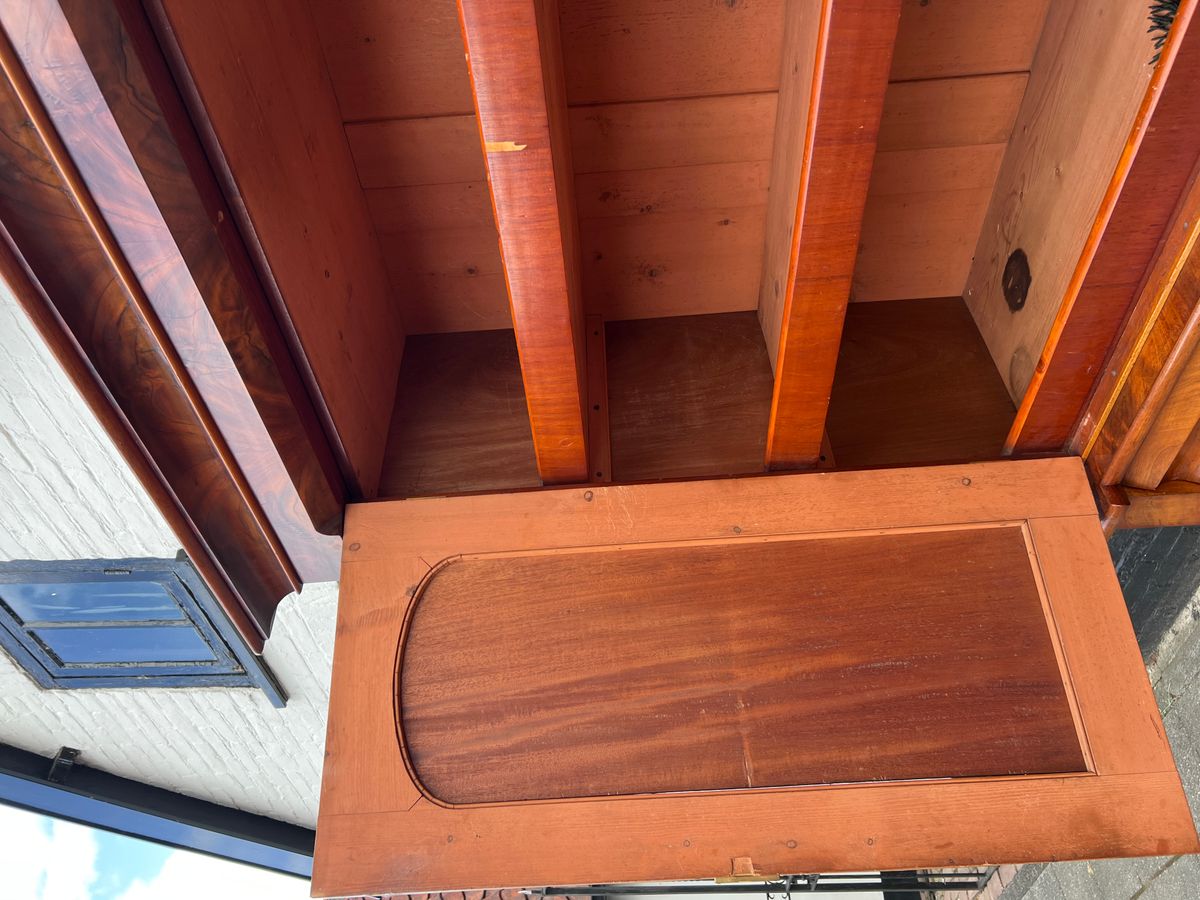 Heel Mooi Antiek Engels Mahonie Driedelig Kabinet, Met Planken En 3 Lades, 210 Cm Hoog image 13