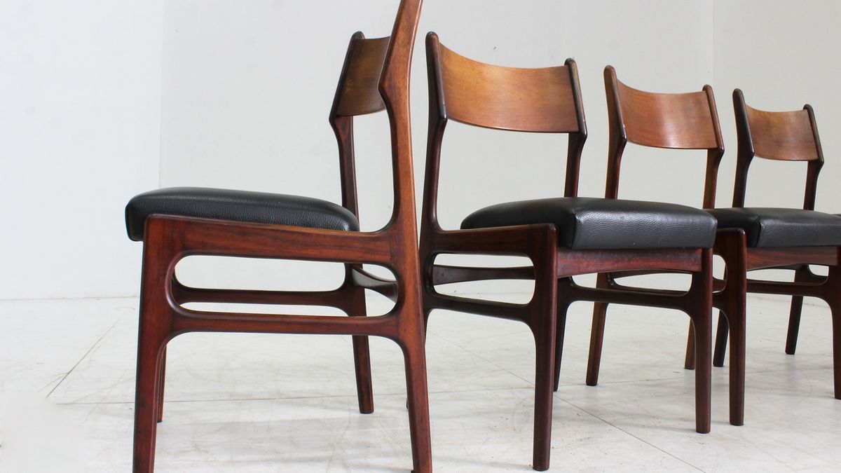 Set Of 4 Vintage Danish Teak Dining Chairs image 4